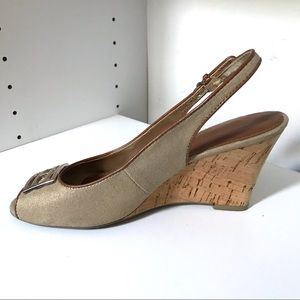 Tommy Hilfiger gold wedges